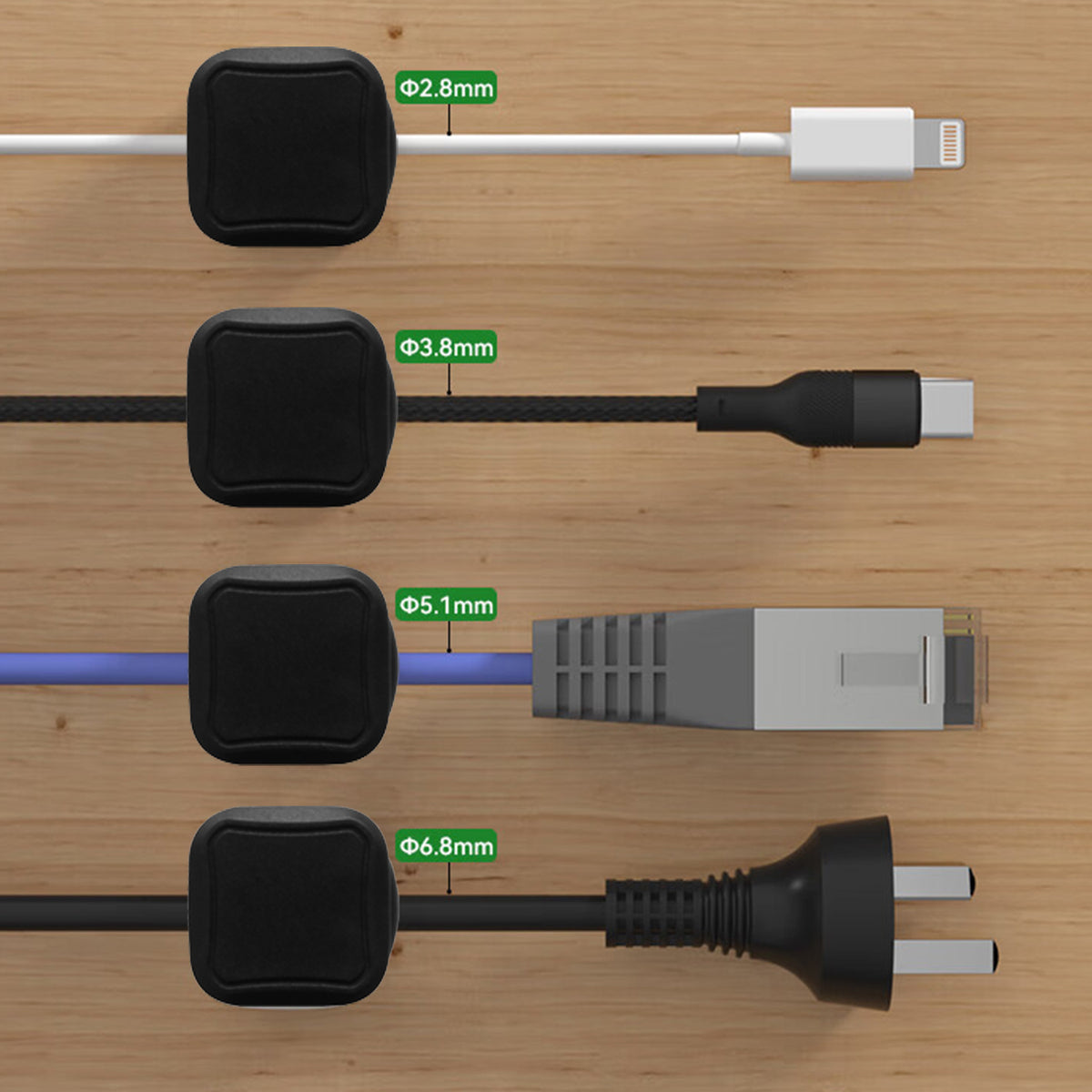 Magnetic Cable Clips · 3- or 6-Pack